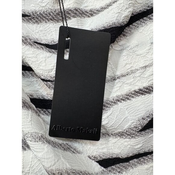 Alberto Makali Knot Sleeve One Shoulder Blouse Zebra Stripe Top Women's Small S - Picture 7 of 10